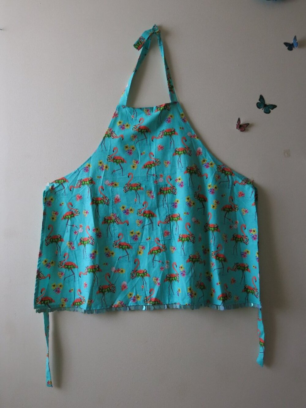 Handmade Floral Flamingo Cocktail Party Vacation Novelty Print Kitchen Apron